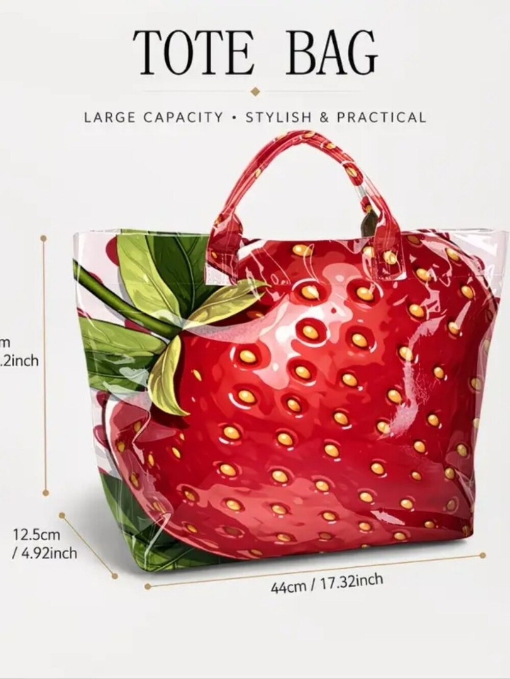 Summer Vibe Strawberry Print Bag Large Size PVC - Picture 2 of 6